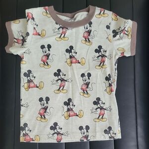 Disney Mickey Mouse Kids T-Shirt - Cream and Brown